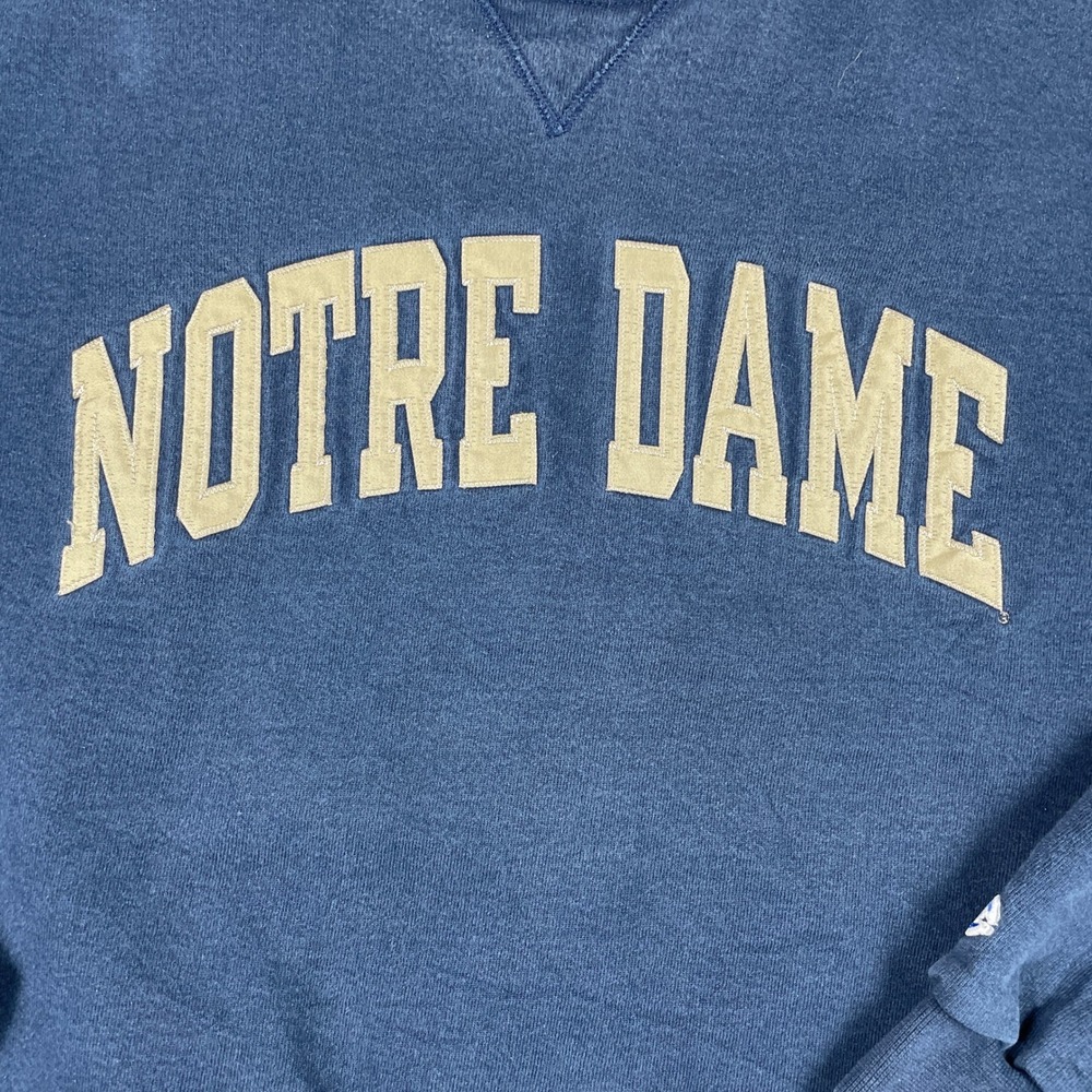 Notre Dame Sweatshirt Mens XXL Navy Champion Fighting Irish Tackle Twill Top - Picture 4 of 9